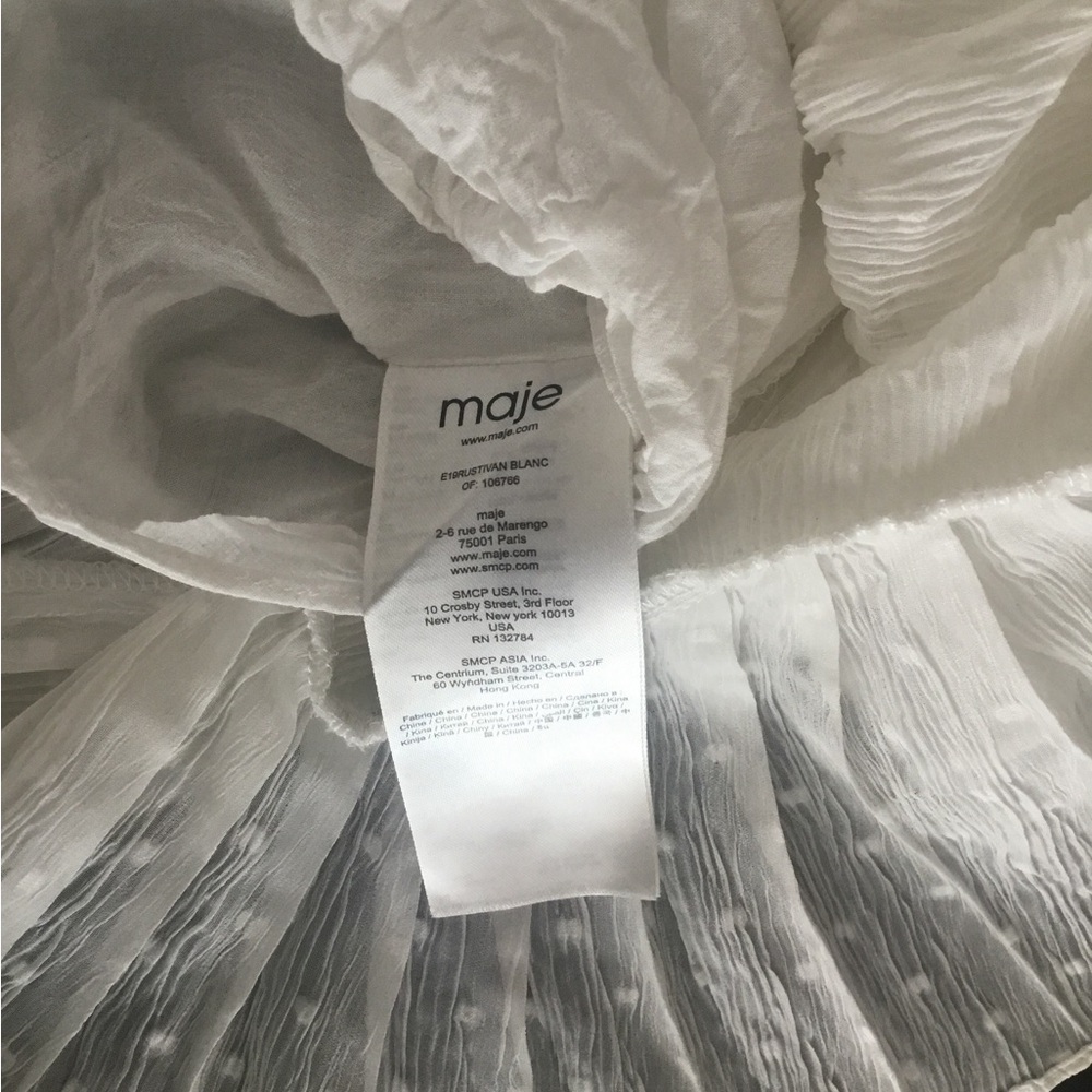 MAJE Rustivan Ruffle Dress In White Size 1 - Picture 8 of 13